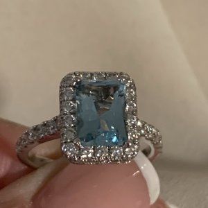 NEIL LANE AQUAMARINE DIAMOND ENGAGEMENT RING